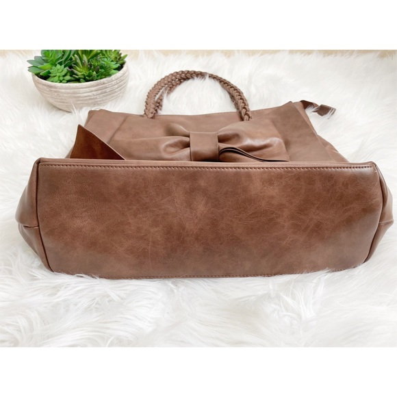 Altar’d State Brown Leather Bow Shoulder Bag Purse - Picture 5 of 15